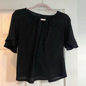 7th Avenue black and white polka dot blouse